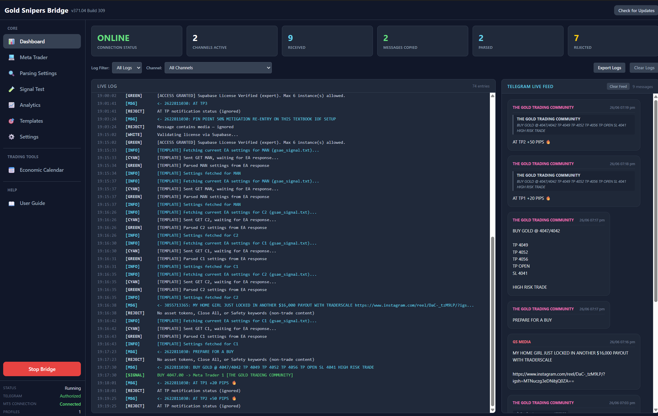 Desktop Bridge Dashboard